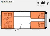 Hobby De Luxe 515 UHL model 2023 Layout Nachtweergave