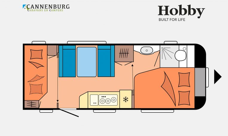 Hobby De Luxe 540 KMFe model 2023 Layout Dagweergave