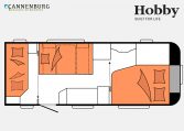 Hobby De Luxe 540 KMFe model 2023 Layout Nachtweergave