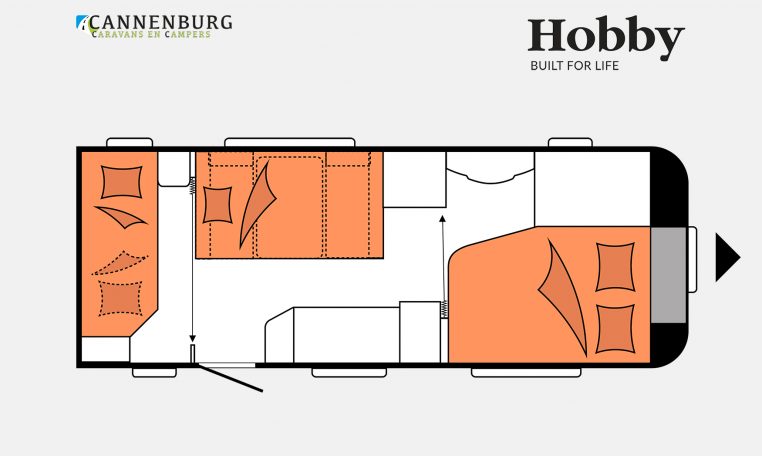 Hobby De Luxe 540 KMFe model 2023 Layout Nachtweergave