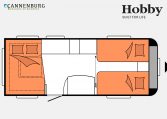 Hobby De Luxe 540 UL model 2023 Layout Nachtweergave