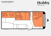 Hobby De Luxe 545 KMF model 2023 Layout Nachtweergave