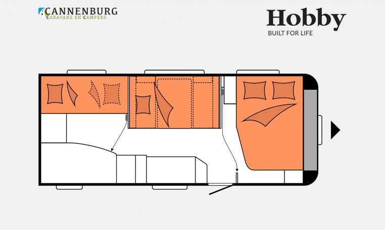 Hobby De Luxe 545 KMF model 2023 Layout Nachtweergave