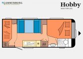 Hobby De Luxe 560 KMFe model 2023 Layout Dagweergave