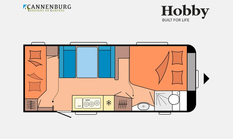 Hobby De Luxe 560 KMFe model 2023 Layout Dagweergave