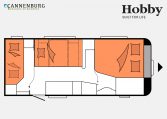 Hobby De Luxe 560 KMFe model 2023 Layout Nachtweergave