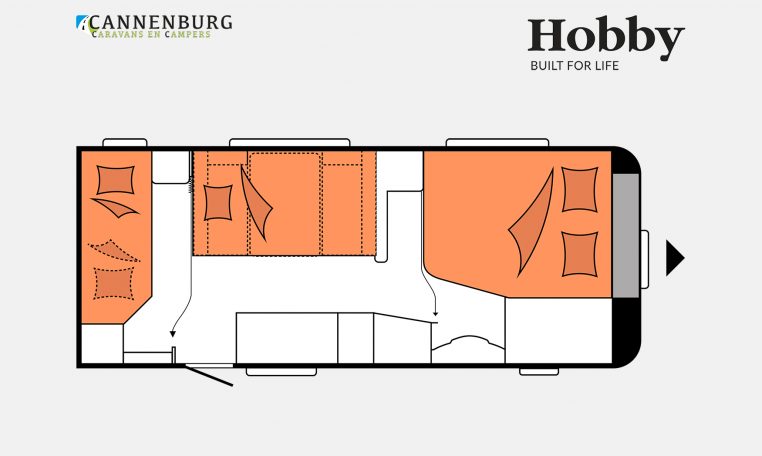 Hobby De Luxe 560 KMFe model 2023 Layout Nachtweergave