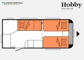 Hobby Excellent 460 SL model 2023 Layout Nachtweergave