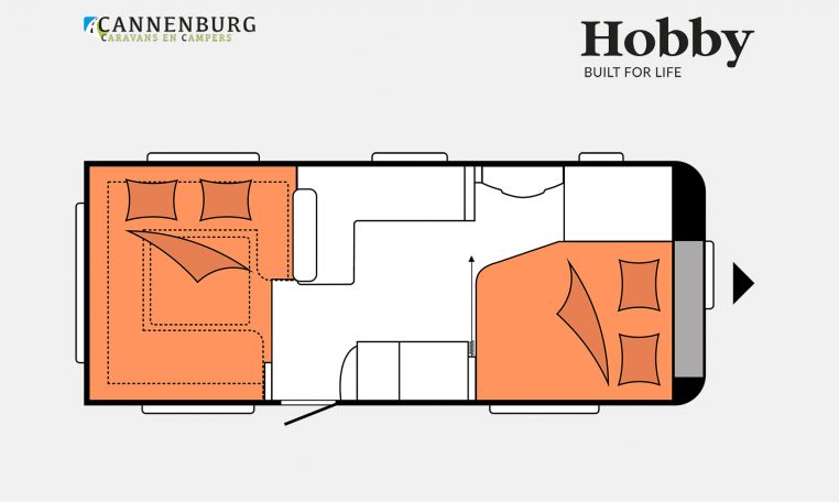 Hobby Excellent 560 CFe model 2023 Layout Nachtweergave