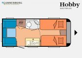 Hobby OnTour 460 DL model 2023 Layout Dagweergave