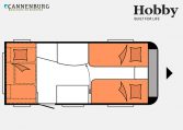 Hobby OnTour 460 DL model 2023 Layout Nachtweergave