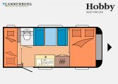 Hobby OnTour 470 KMF model 2023 Layout Dagweergave