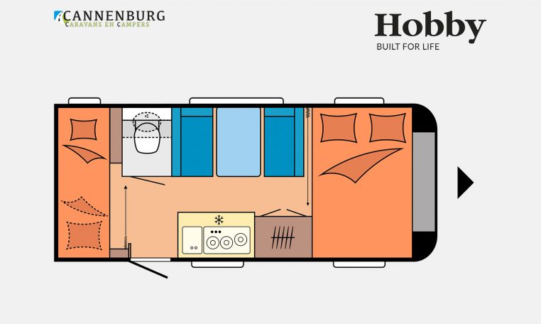 Hobby OnTour 470 KMF model 2023 Layout Dagweergave