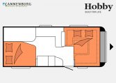 Hobby Prestige 560 FC model 2023 Layout Nachtweergave