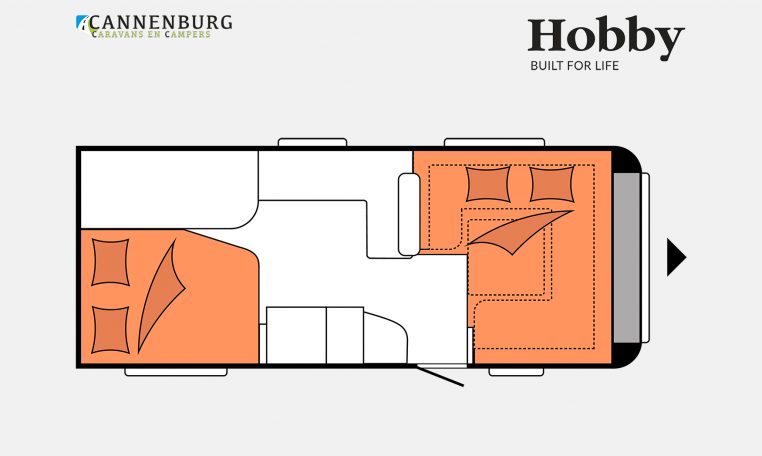 Hobby Prestige 560 FC model 2023 Layout Nachtweergave