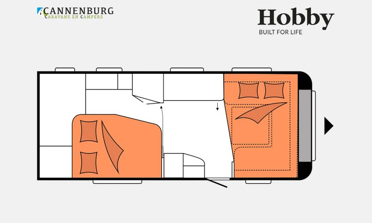 Hobby Prestige 560 WFU model 2023 Layout Nachtweergave