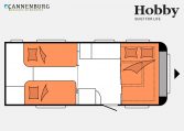 Hobby Prestige 560 WLU model 2023 Layout Nachtweergave