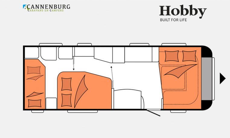 Hobby Prestige 650 KFU model 2023 Layout Nachtweergave