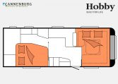 Hobby Prestige 660 WFC model 2023 Layout Nachtweergave