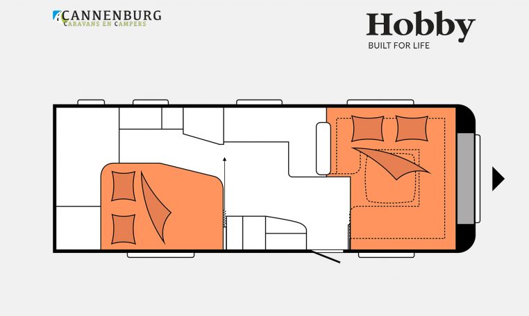 Hobby Prestige 660 WFC model 2023 Layout Nachtweergave