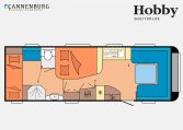 Hobby Prestige 720 KWFU model 2023 Layout Dagweergave