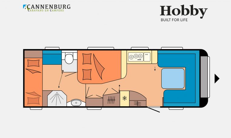 Hobby Prestige 720 KWFU model 2023 Layout Dagweergave