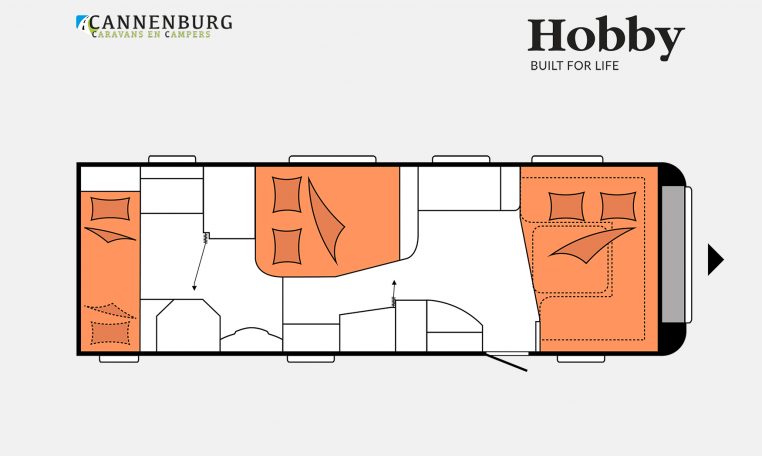 Hobby Prestige 720 KWFU model 2023 Layout Nachtweergave