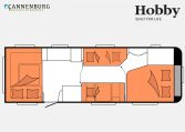 Hobby Prestige 720 UKFe model 2023 Layout Nachtweergave