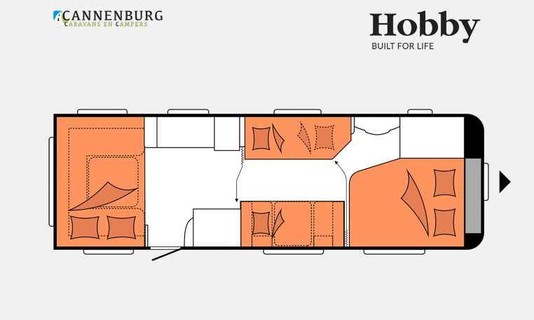 Hobby Prestige 720 UKFe model 2023 Layout Nachtweergave