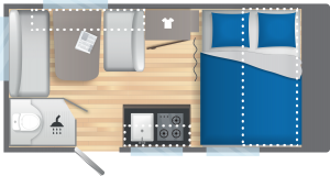 Layout 2023 Caravelair Alba 390 Dagweergave