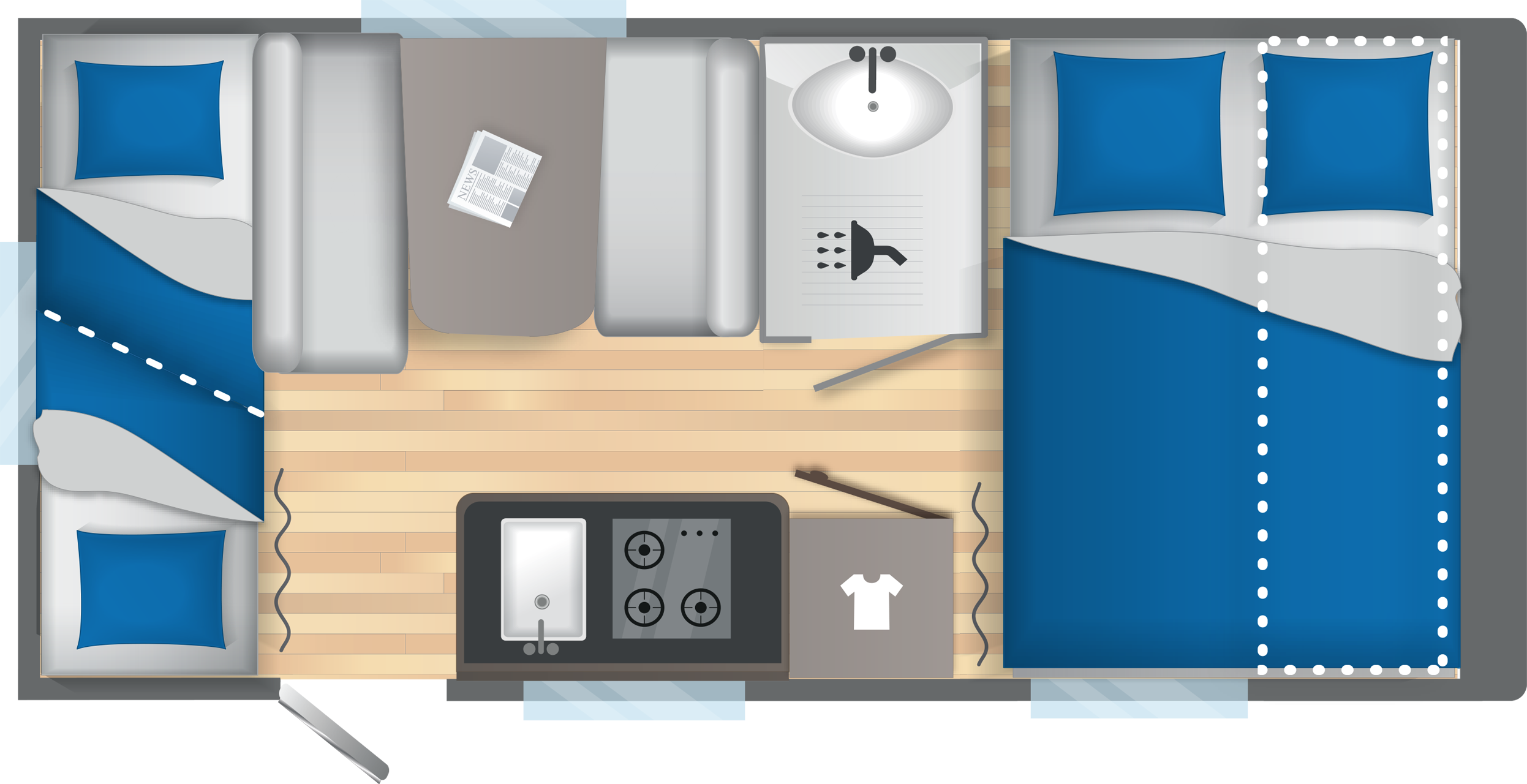 Layout 2023 Caravelair Alba 426 Family Dagweergave