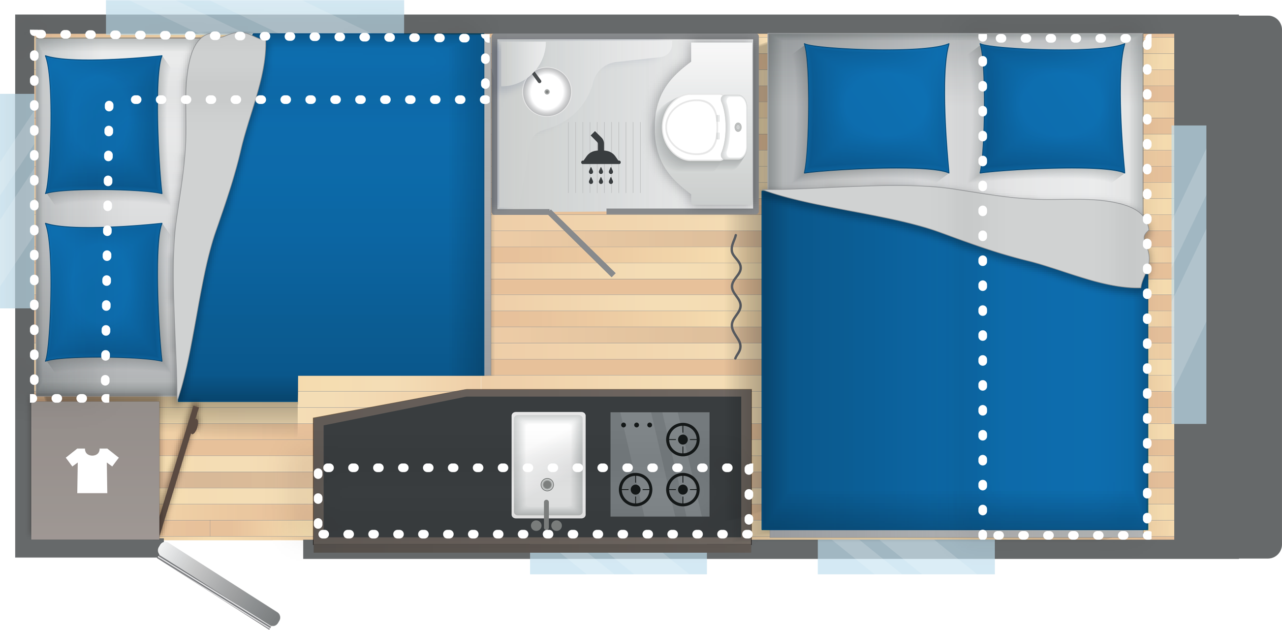 Layout 2023 Caravelair Alba Style 430 Nachtweergave