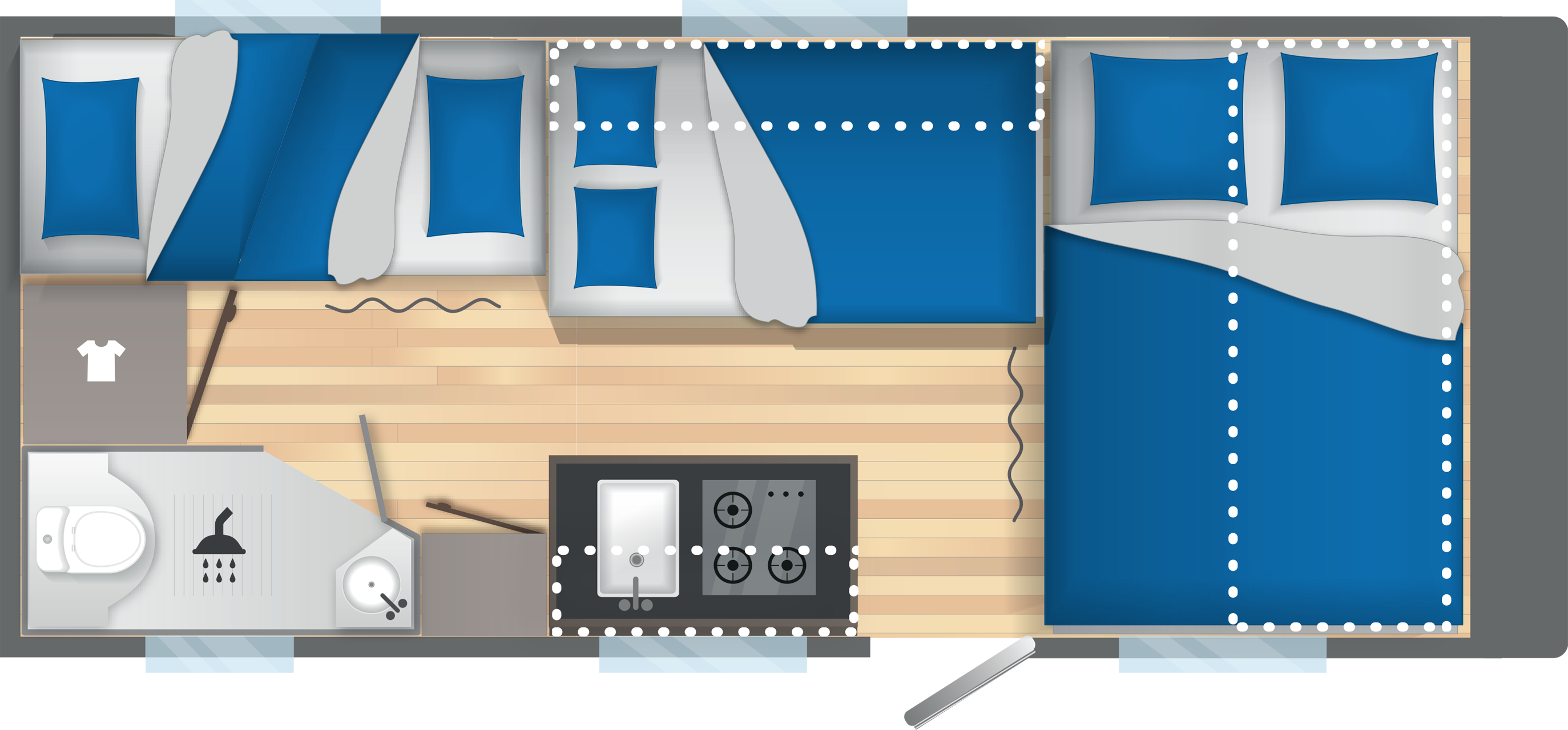 Layout 2023 Caravelair Alba Style 496 Family Nachtweergave