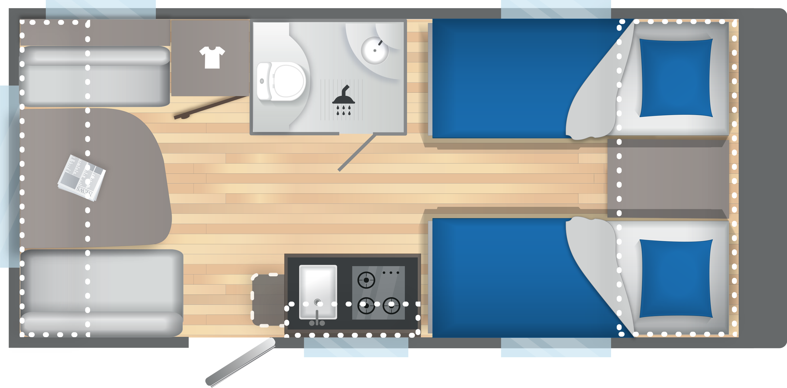 Layout 2023 Caravelair Antares Titanium 450 Dagweergave