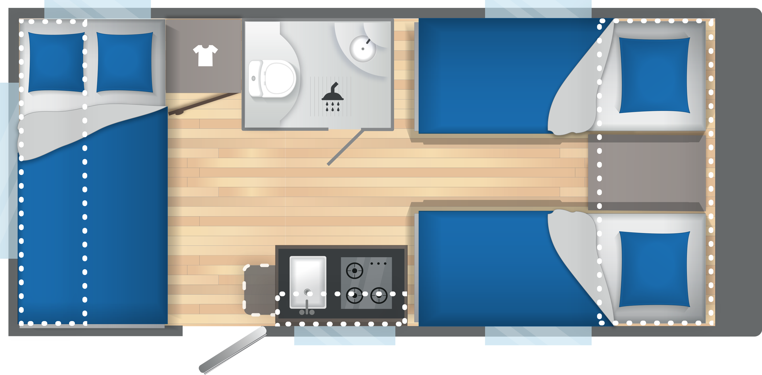 Layout 2023 Caravelair Antares Titanium 450 Nachtweergave