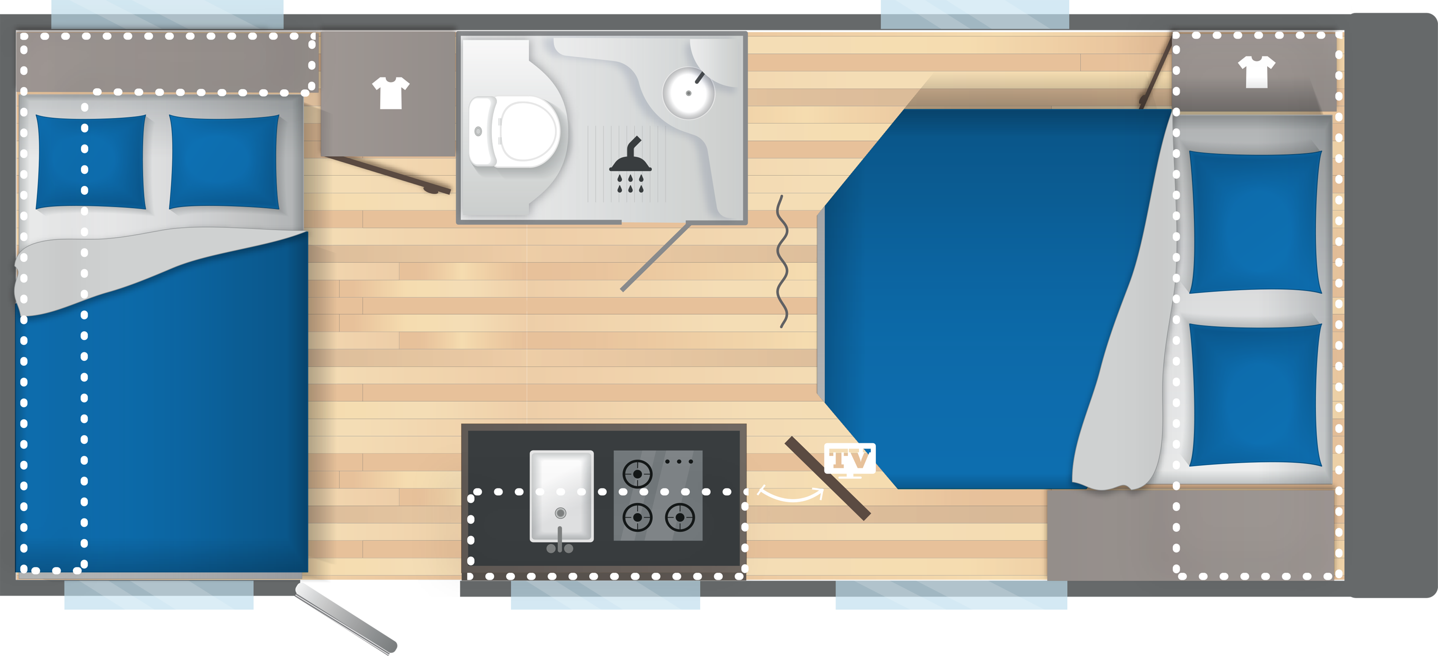 Layout 2023 Caravelair Antares Titanium 470 Nachtweergave