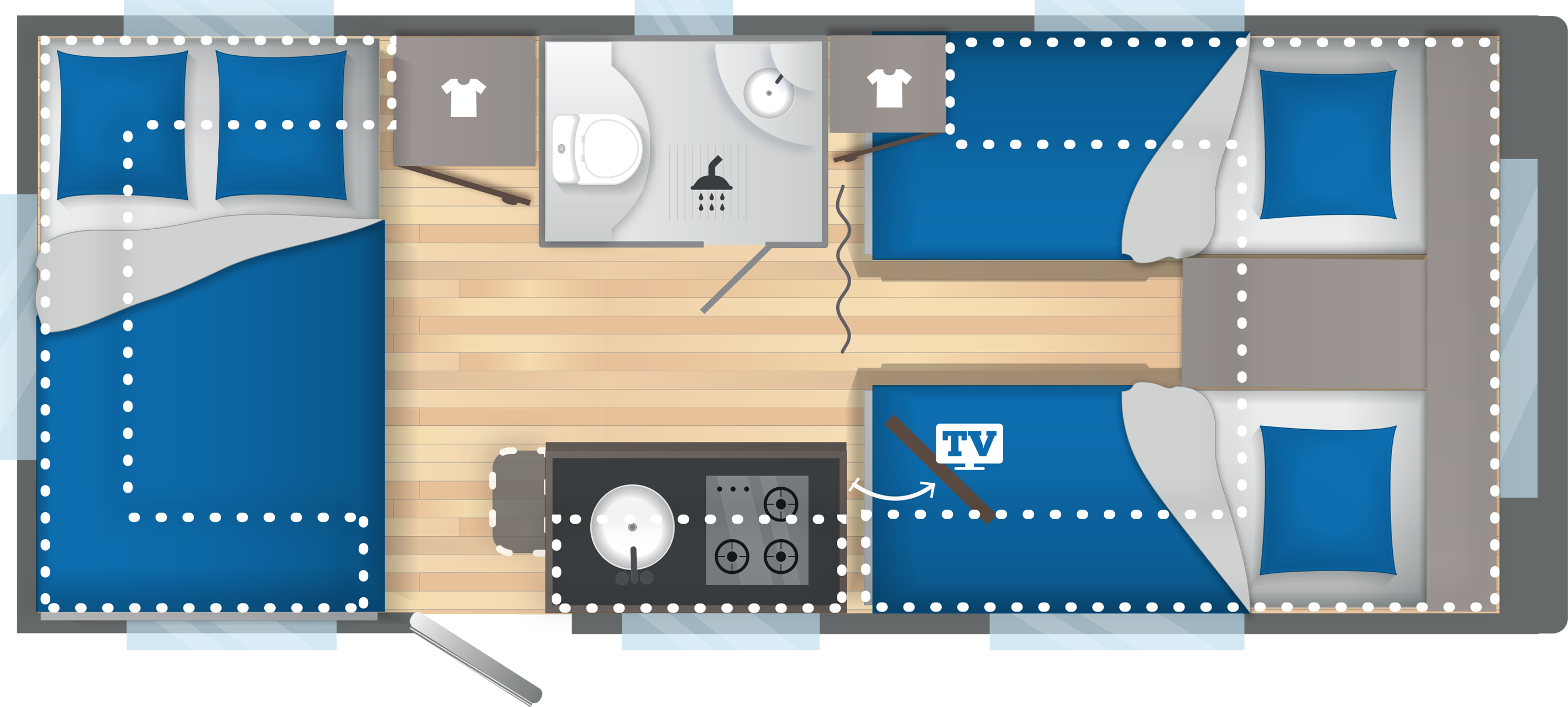 Layout 2023 Caravelair Artica 492 Nachtweergave