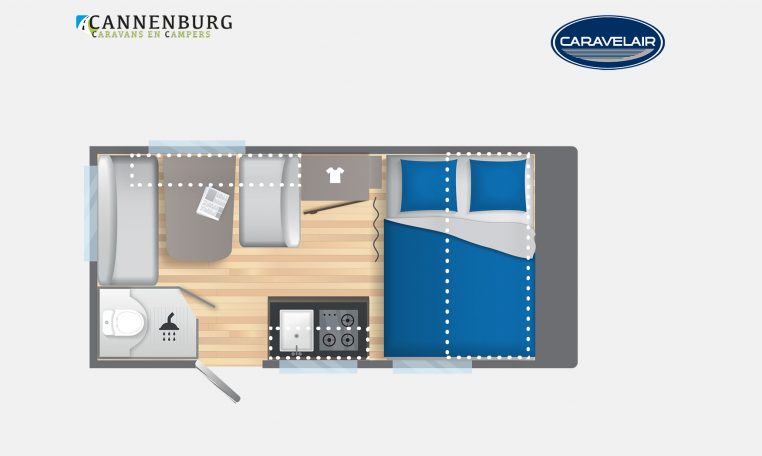 Caravelair Alba Style 390 model 2023 Layout Dagweergave