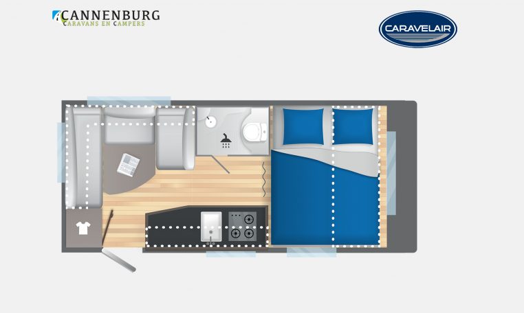 Caravelair Alba Style 430 model 2023 Layout Dagweergave