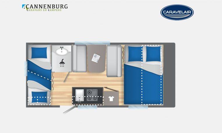 Caravelair Alba Style 466 Family model 2023 Layout Dagweergave