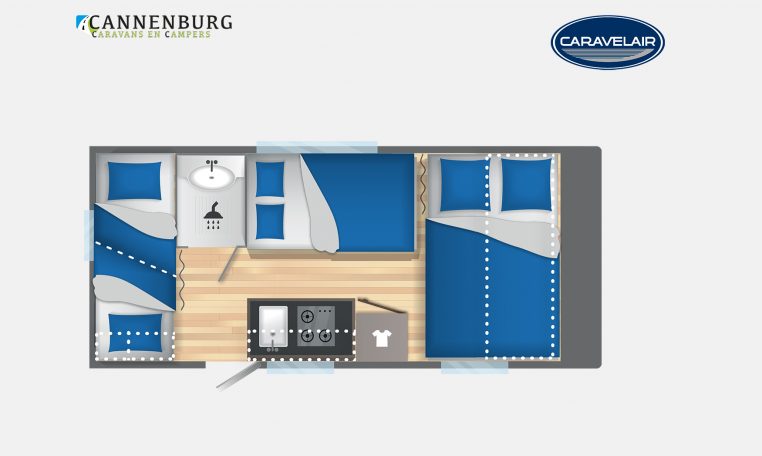 Caravelair Alba Style 466 Family model 2023 Layout Nachtweergave