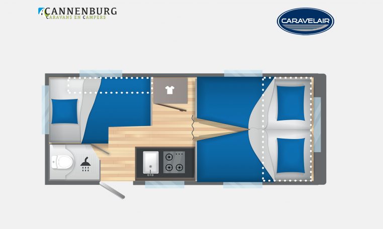 Caravelair Alba Style 472 model 2023 Layout Nachtweergave