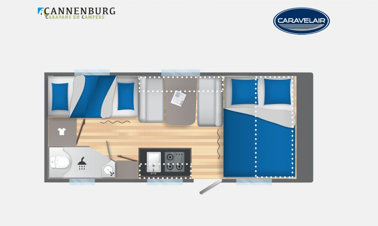 Caravelair Alba Style 496 Family model 2023 Layout Dagweergave