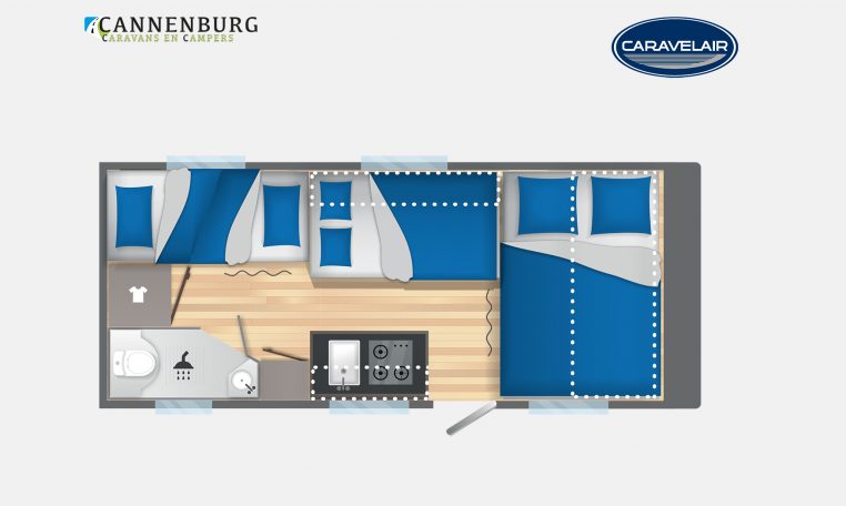 Caravelair Alba Style 496 Family model 2023 Layout Nachtweergave