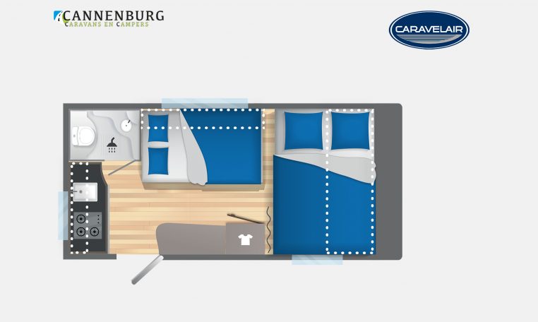 Caravelair Alba 400 model 2023 Layout Nachtweergave