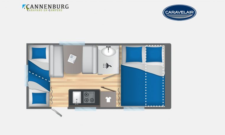 Caravelair Alba 426 Family model 2023 Layout Dagweergave