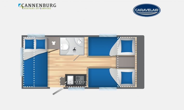 Caravelair Antares Titanium 450 model 2023 Layout Nachtweergave