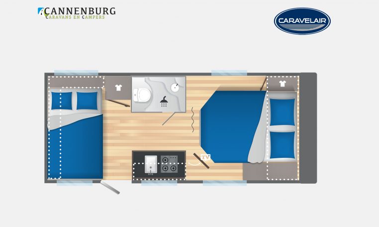 Caravelair Antares Titanium 470 model 2023 Layout Nachtweergave