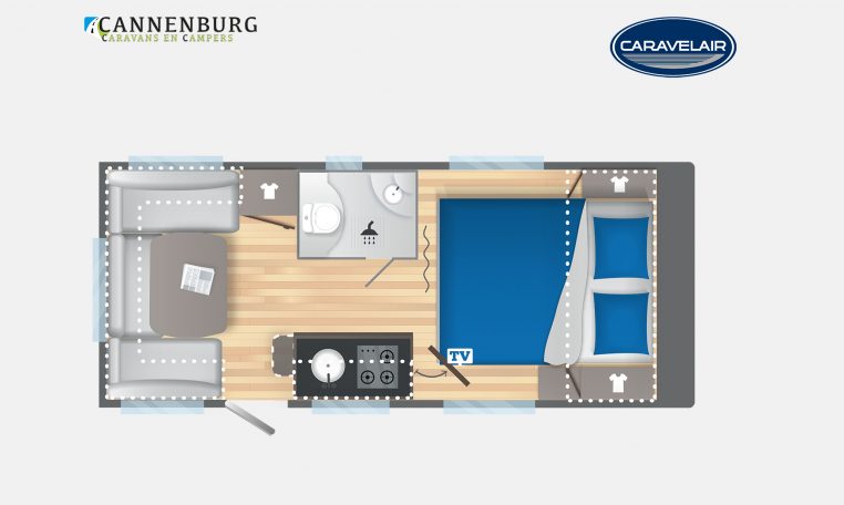 Caravelair Artica 490 model 2023 Layout Dagweergave