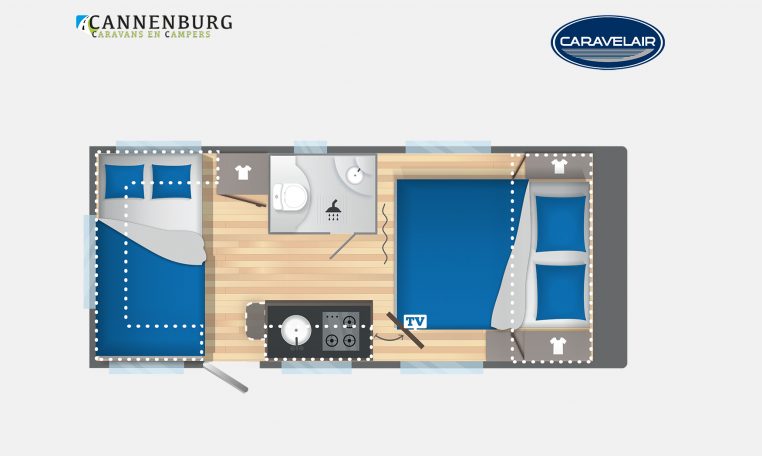 Caravelair Artica 490 model 2023 Layout Nachtweergave